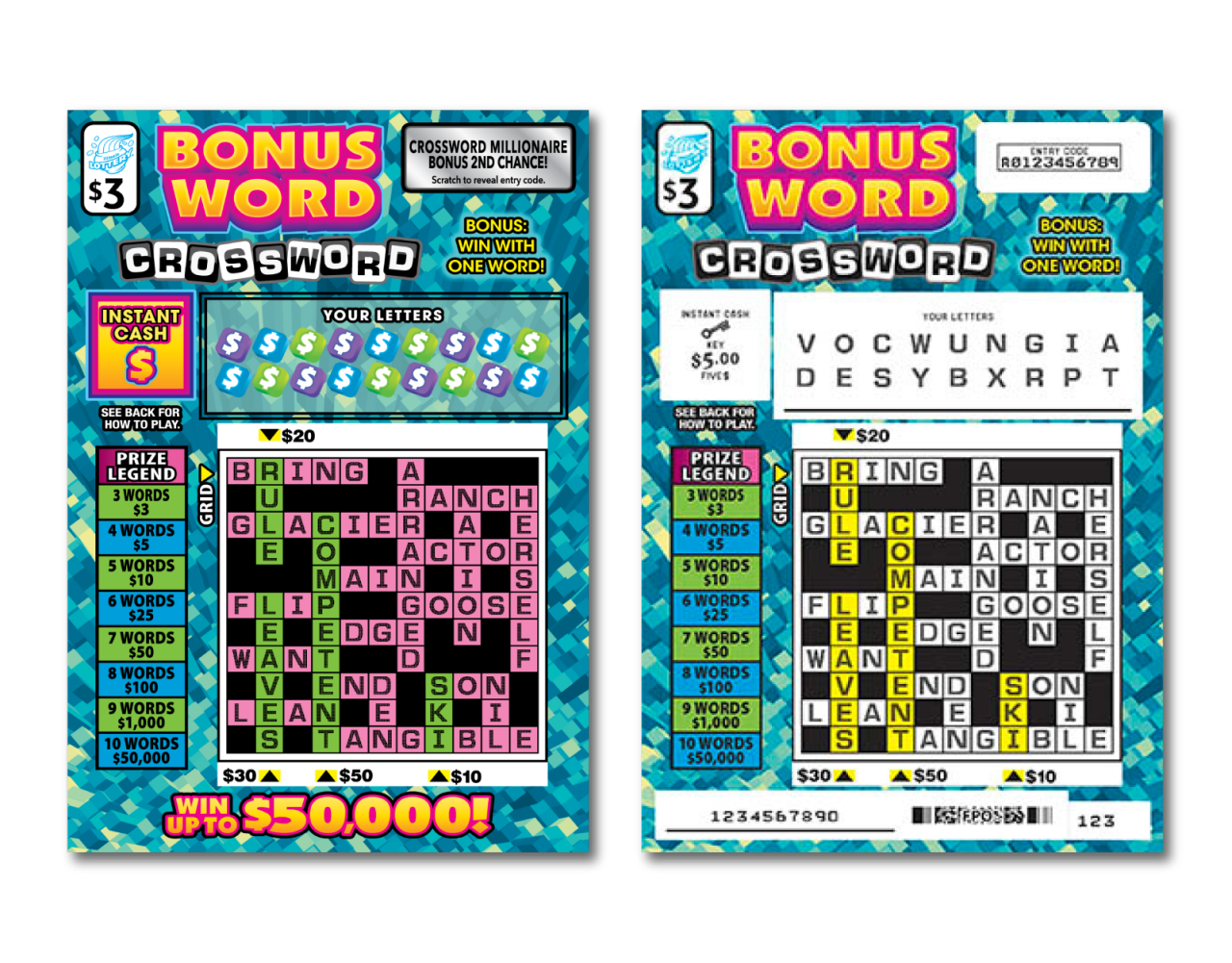 Bonus Word Crossword instant ticket from Illinois Lottery