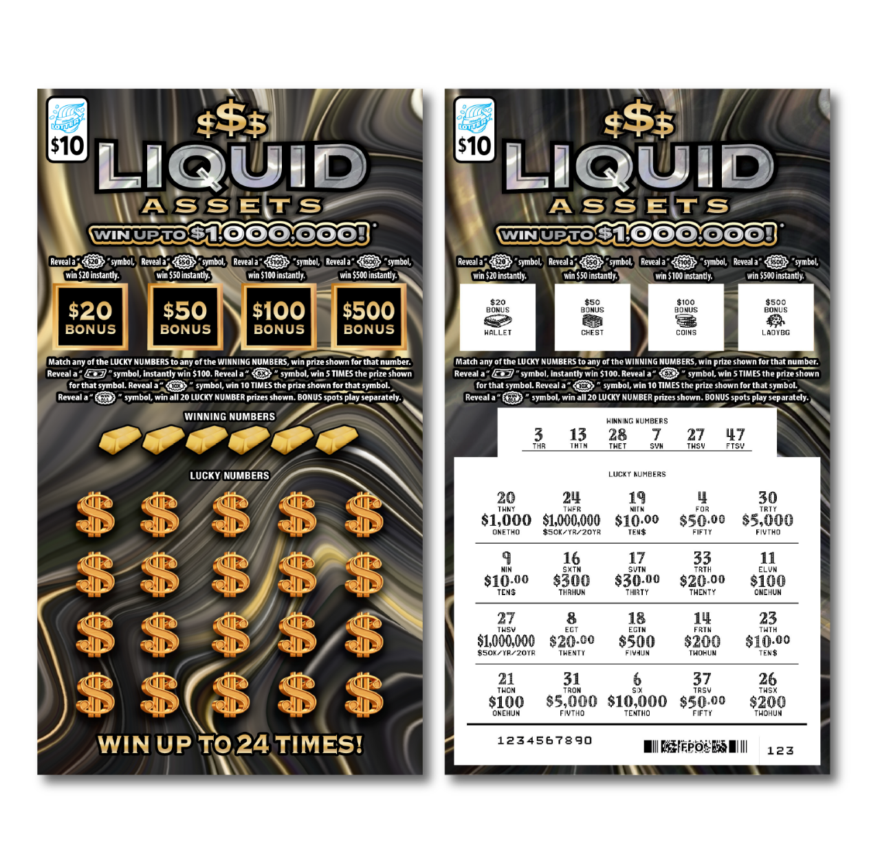 Liquid Assets instant ticket from Illinois Lottery